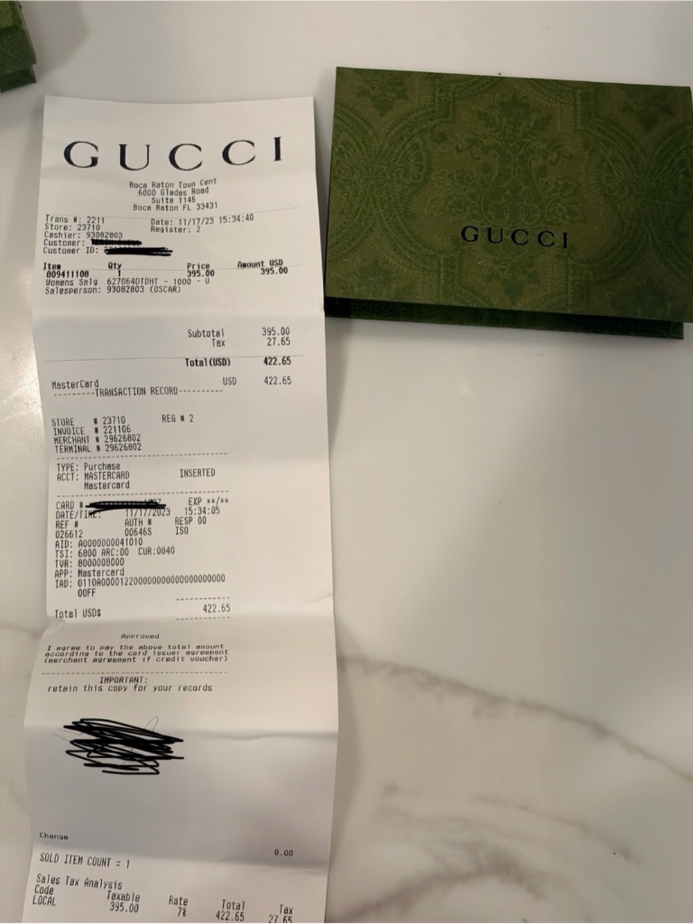 Gucci Black Chevron Leather Card Holder Keychain with Gold Double G - Picture 5 of 6